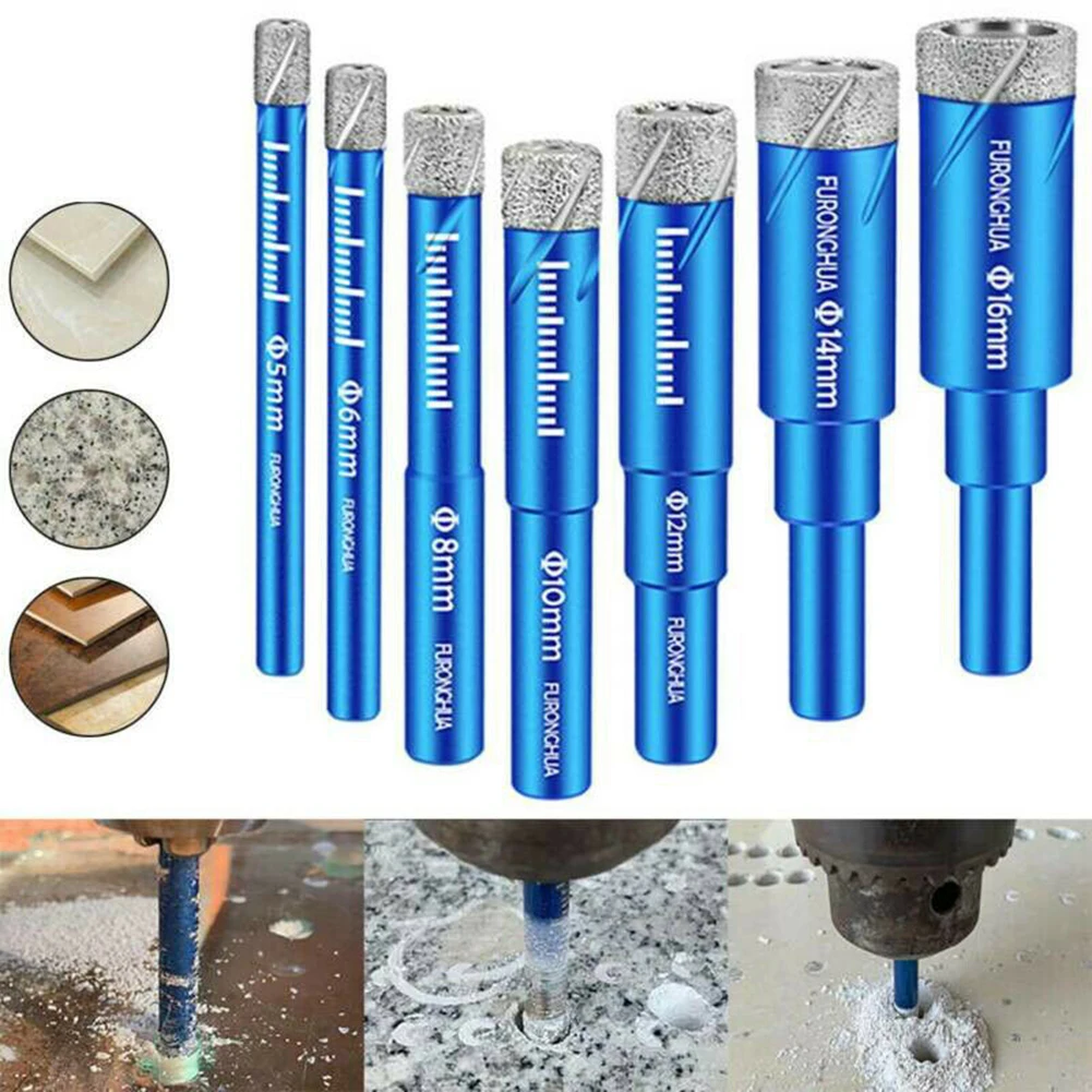

Tile Drill Bit Blue + Silver 5-16mm Dry Drill Bit Holesaw Porcelain Granite