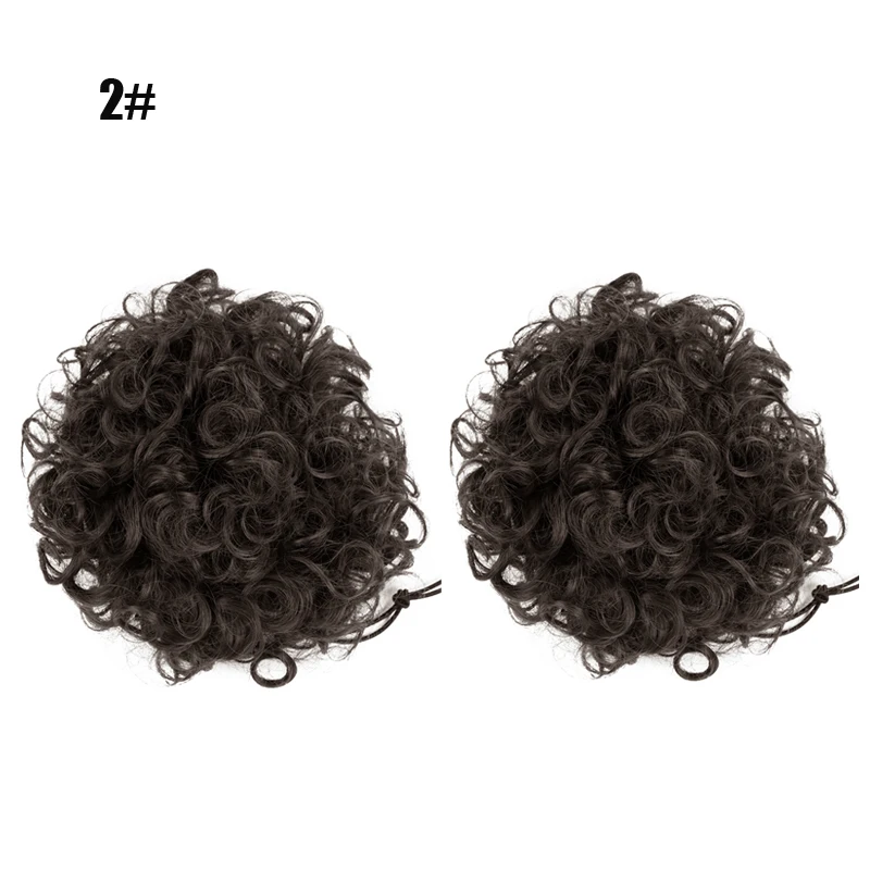 Afro Bun Puff Curly chignon Ponytail Drawstring Short Afro Kinky Ponytail  Synthetic Hair Bun Hair Accessories For Kids