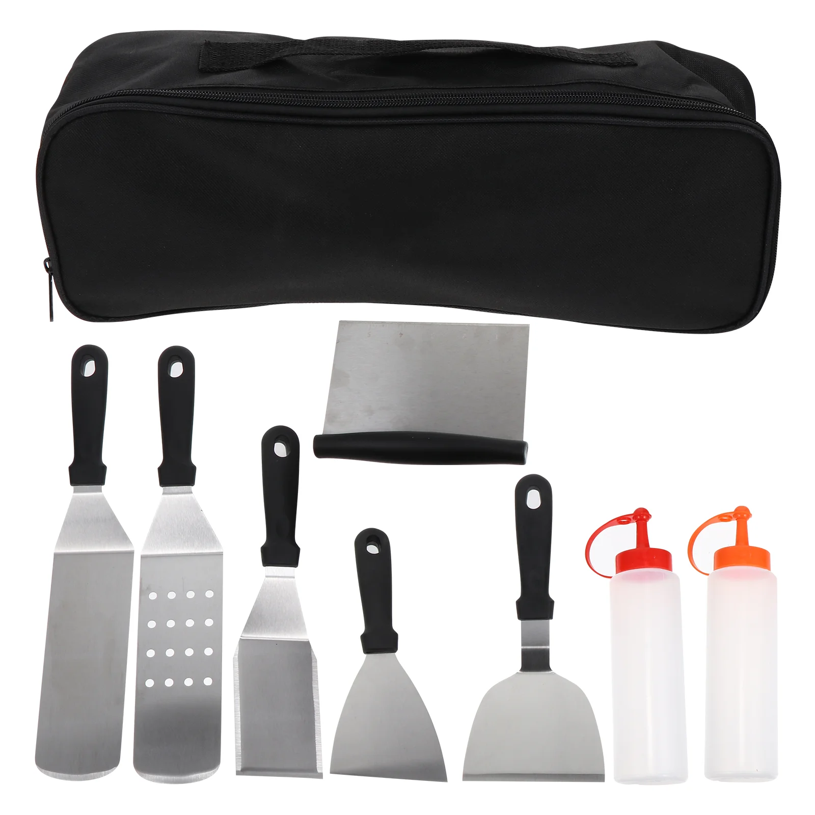 

1 Set of 8Pcs Useful Griddle Grill Tools Set Transparent Barbecue Sauce Bottles