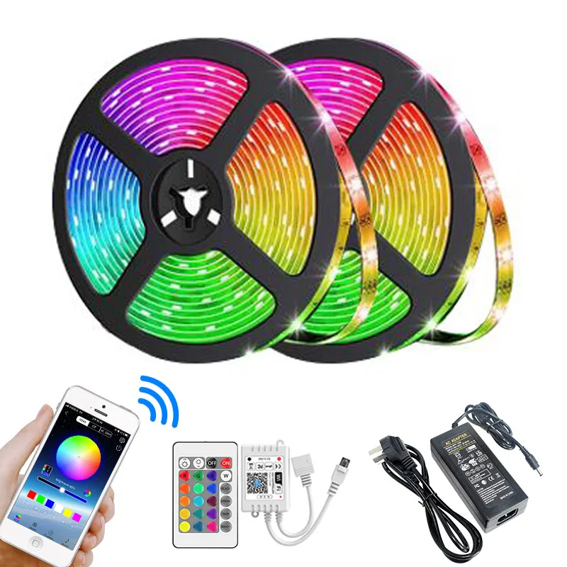 

LED Light Strips Bluetooth WIFI Controller Bluetooth LED Strip Lights 5M 10M 15M 20M RGB 5050 SMD Flexible Ribbon RGB LED Light