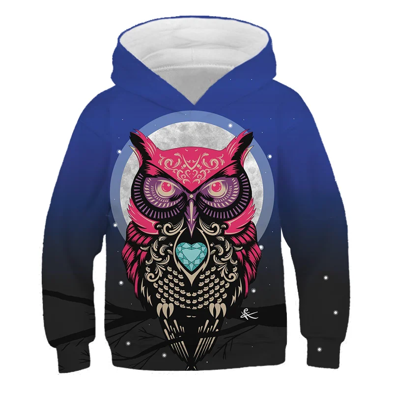 

New Cute Owl Anime 4-14Y Boys Girls Funny Cartoon 3D Print Hoodie Sweater hoodie Children Pullover Spring Kids Top Hoodi Clothes