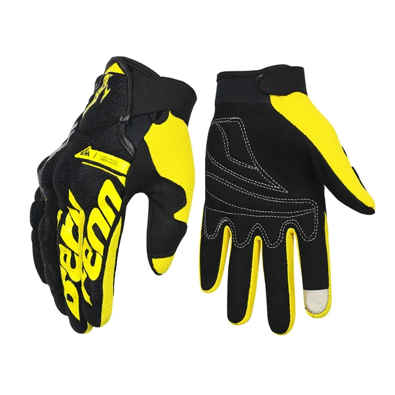 Цвет: желтый Новые летние мужские мотоциклетные перчатки Guantes Moto мотоцикл мотопробег, Гонки перчатки Мотоцикл Дышащие полный палец перчатки - Цвет: Цвет: желтый
