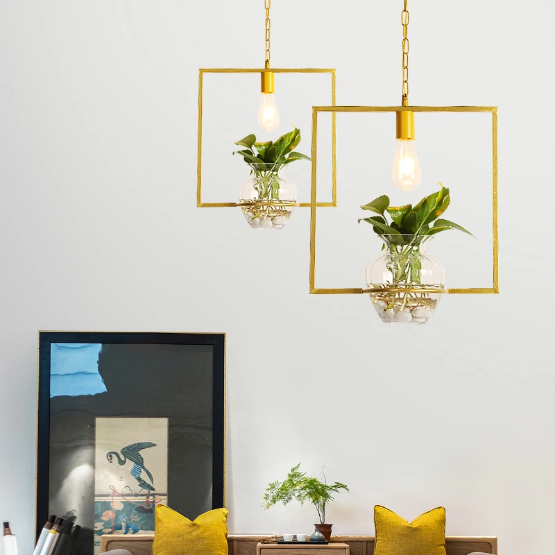 Современная декоративная Подвесная лампа золотой абажур для кухни столовой E27 110