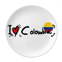 i love colombia word flag love heart illustration dessert plate decorative porcelain 8 inch dinner home