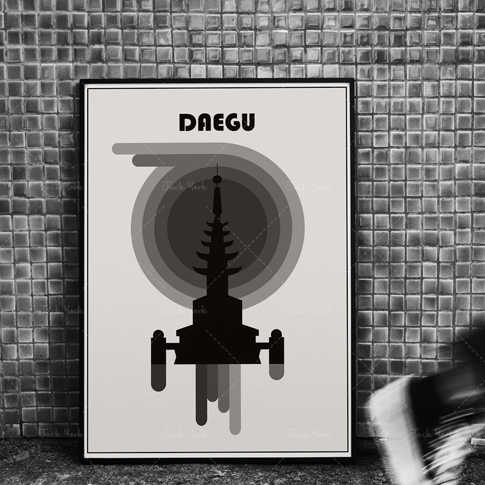 Фото Ретро-стиль Daegu, корейский настенный постер, настенный художественный принт, настенный декор, ретро-стиль, городская коллекция, цифровая печать №3
