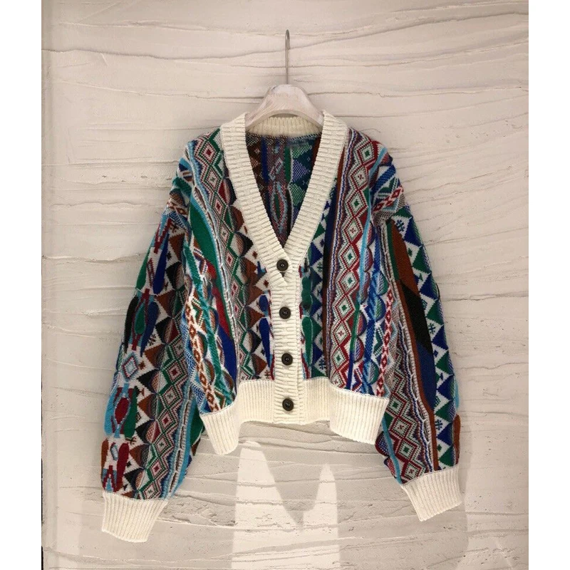 

SuperAen 2021 Autumn Winter New National Style All Match Full Cardigan Women Casual Korean Sweater Tops