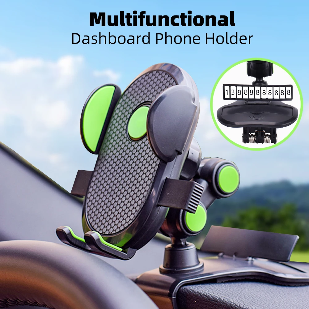 

360 Degree Rotation Car Phone Holder Bracket Universal Smartphone Stands Auto Car Rack Dashboard Support With Car Parking Cards