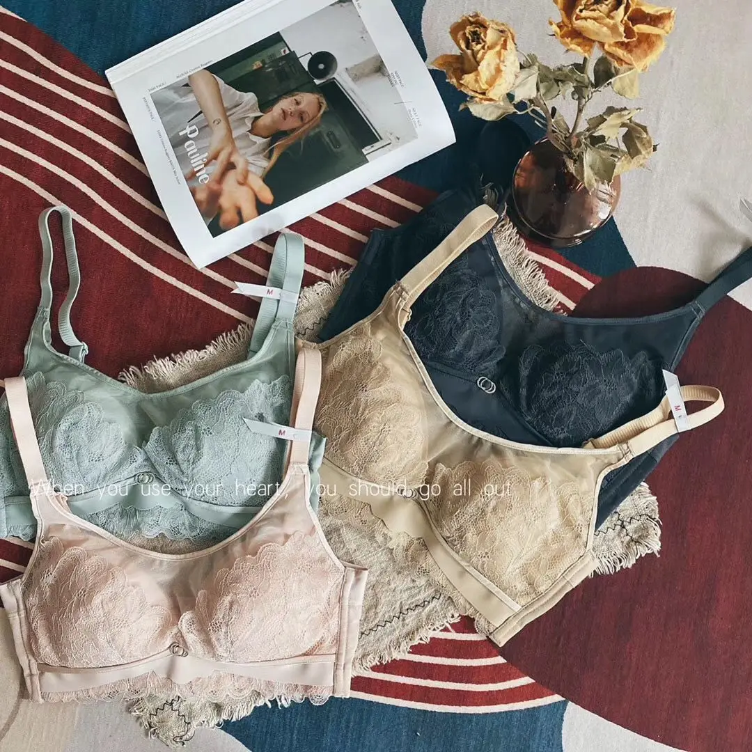 

Пикантное кружевное раздельное хлопковое нижнее белье с подушками пуш-ап Регулируемый спящий бюстгальтер с нулевой обложкой сберегающий б...