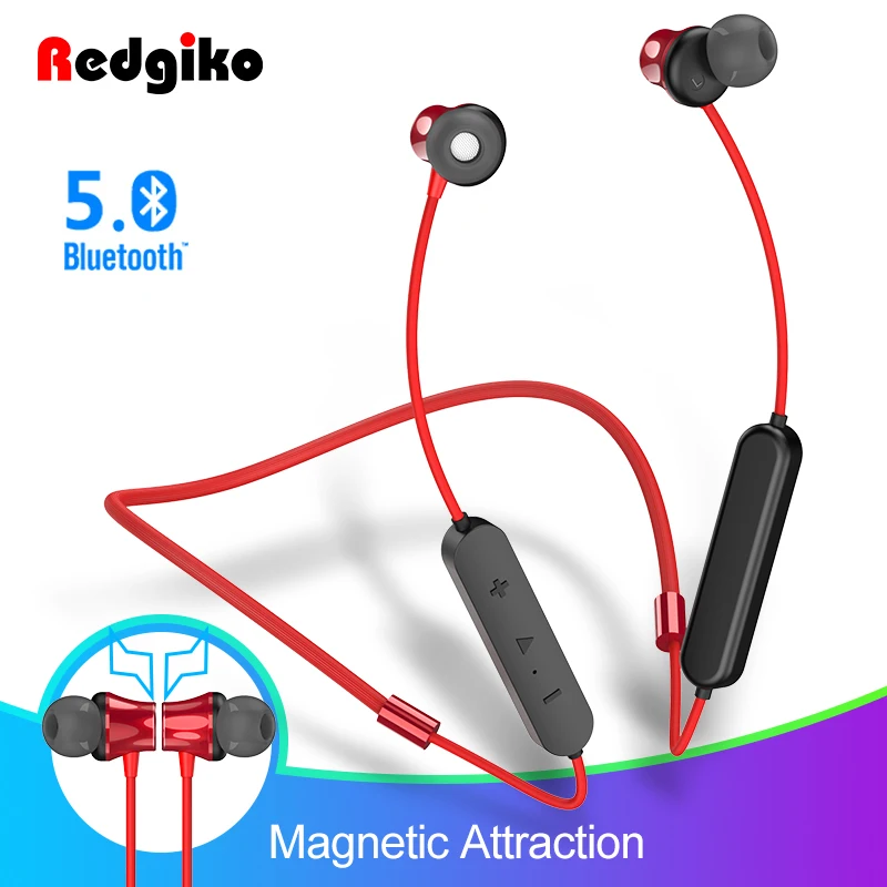 Беспроводные наушники Redgiko Bluetooth магнитные шумоподавляющая гарнитура вкладыши с