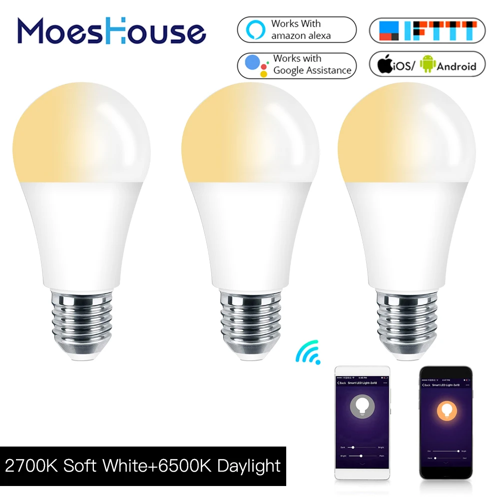 WiFi умный светильник Светодиодная лампа 7 Вт Теплый Холодный белый свет/Tuya