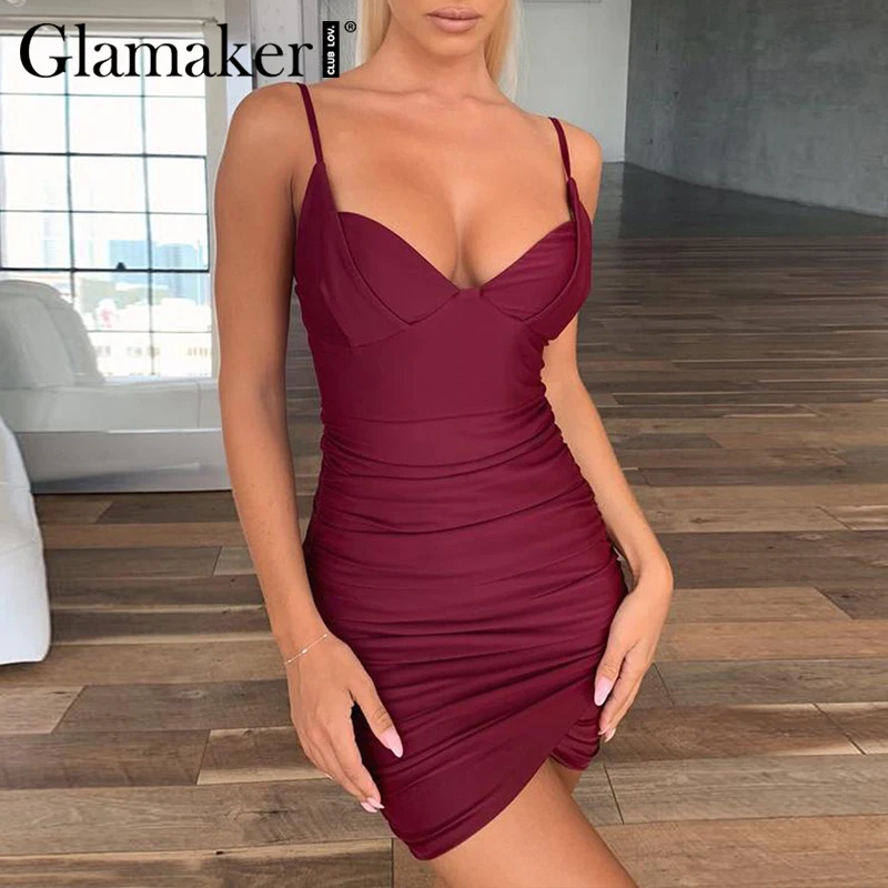 Glamaker Плиссированное лоскутное винтажное облегающее платье карандаш сексуальное