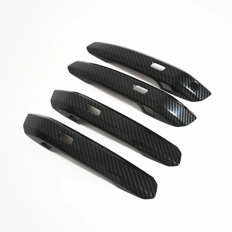 

For Audi A4 B9 2017-2019 LHD Car Styling Door Handle Decoration Frame Cover Carbon Fiber Color Doorknob Trim Auto Accessories