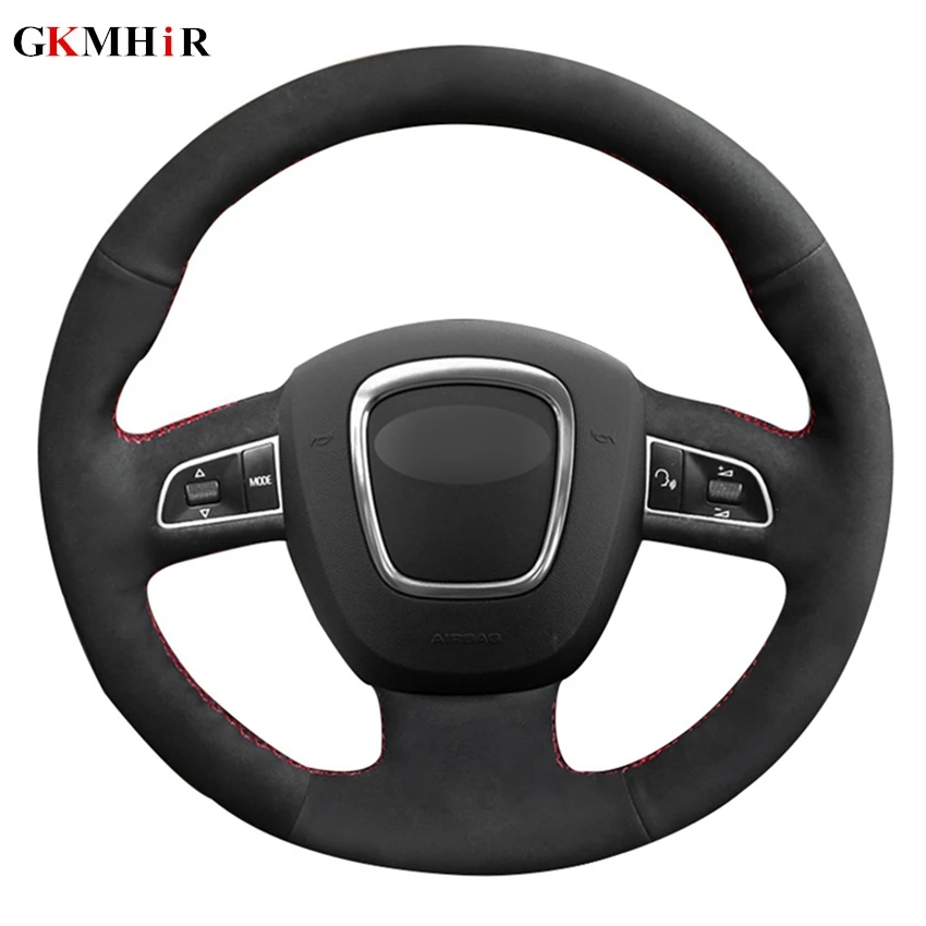 DIY черная замша кожаный чехол рулевого колеса автомобиля для Audi A4 (B8) 2008-2010 A3 (8P)