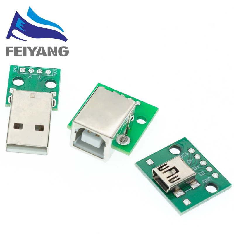 5 шт. USB штекер/мини микро к DIP адаптер гнездовой разъем 2 54 Разъем B Type-C USB2.0 3 0