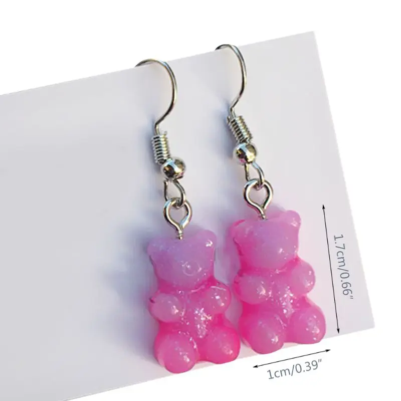 

New Animal Earrings for Women Fashion Lovely Candy Color Cartoon Bear Resin Dangle Drop Earrings Charms Women Jewelry Gifts