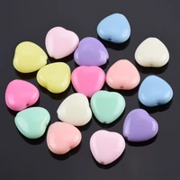20pcs round 14mm heart shape aqua colors opaque acrylic plastic loose beads wholesale lot for jewelry making diy crafts findings