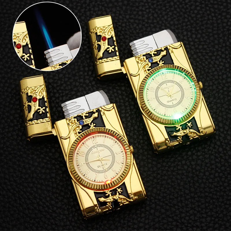 

Lizard Watch Gas Lighter Jet Torch Turbo Lighters Funny Transparent Mini Butane Cigarettes Accessories Cigar Smoking Lighters