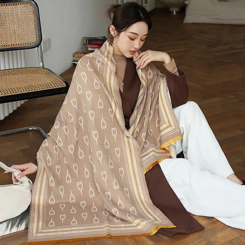 

Women 2021 Winter Scarf Cashmere Shawls and Wraps Lucury Print Female Pashmina Warm Thick Bufanda Hijab Foulard Blanket Stoles