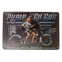 pump go gas open all night ask for our full service treatment tin sign poster farm garage bar wall decoration vintage metal sign