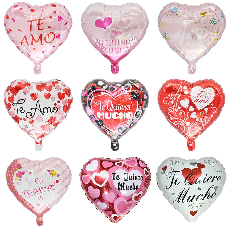 10 шт 18inch TE AMO испанский I Love You Фольга воздушные шары Te Quiero Mucho сердце Форма для ко