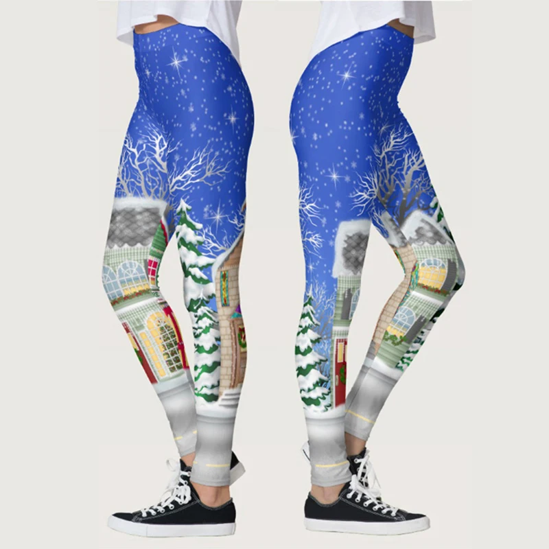 

Women Leggings Christmas Skinny Leggings Snowflake Santa Claus Snowman Print 3D Funny Sexy Elastic Christmas Legging