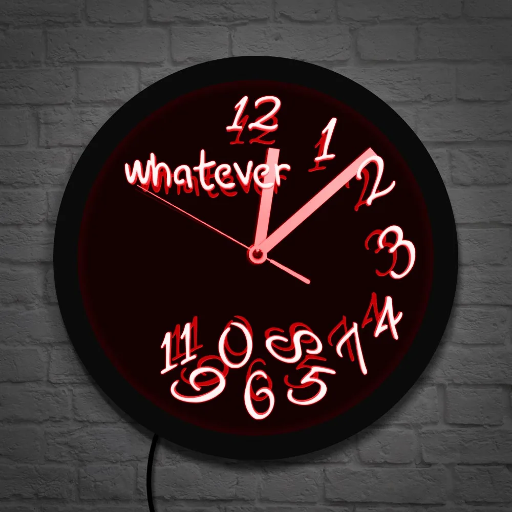 Whatever You Are Late Anyway LED Neon Wall Clock Lighted Vintage Design Color Changes Illuminated | Дом и сад