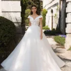 Новинка, бальное платье с открытыми плечами, свадебное платье 2021, восхитительное пляжное платье с V-образным вырезом и бисером