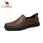 Мужские кожаные лоферы CAMEL, коричневые удобные дышащие туфли из натуральной воловьей кожи, деловой стиль, повседневная обувь, весна-лето 2021