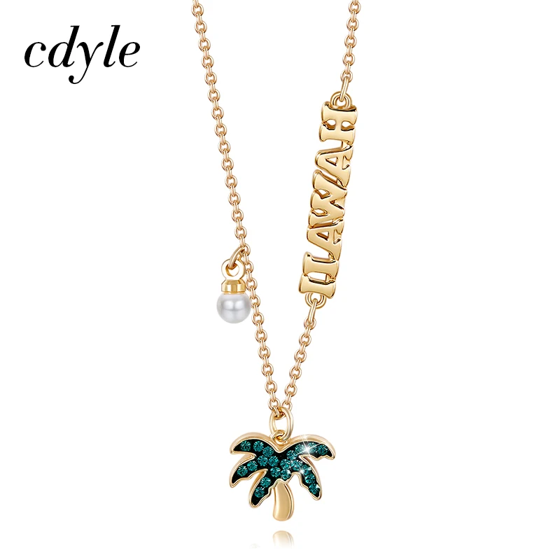Cdyle медный жемчуг гавайская пальма подвеска с изящным зеленым кристаллом женское