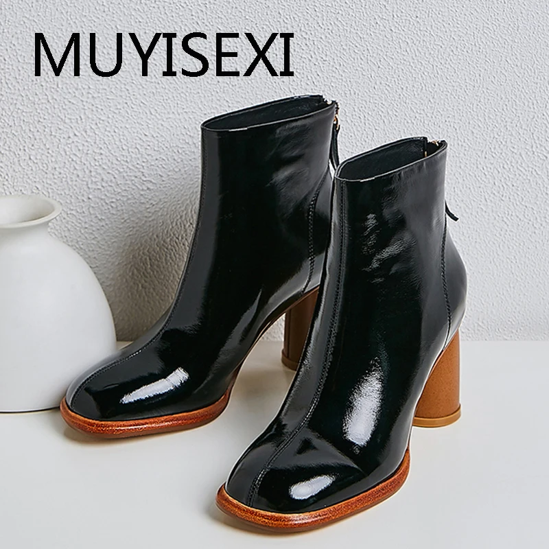 Женские ботильоны ручной работы теплые ботинки из натуральной кожи на высоком