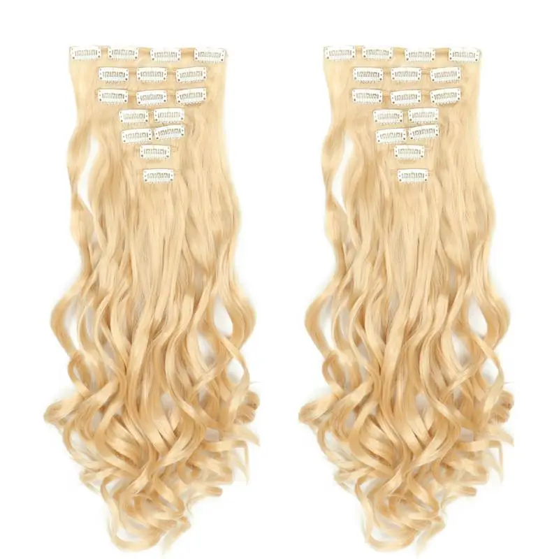 MERISI HAIR 22 Synthetic Deep Wave Hair Heat Resistant Light Brown Gray Blond Women Hair Extension Set Clip In Ombre Hair