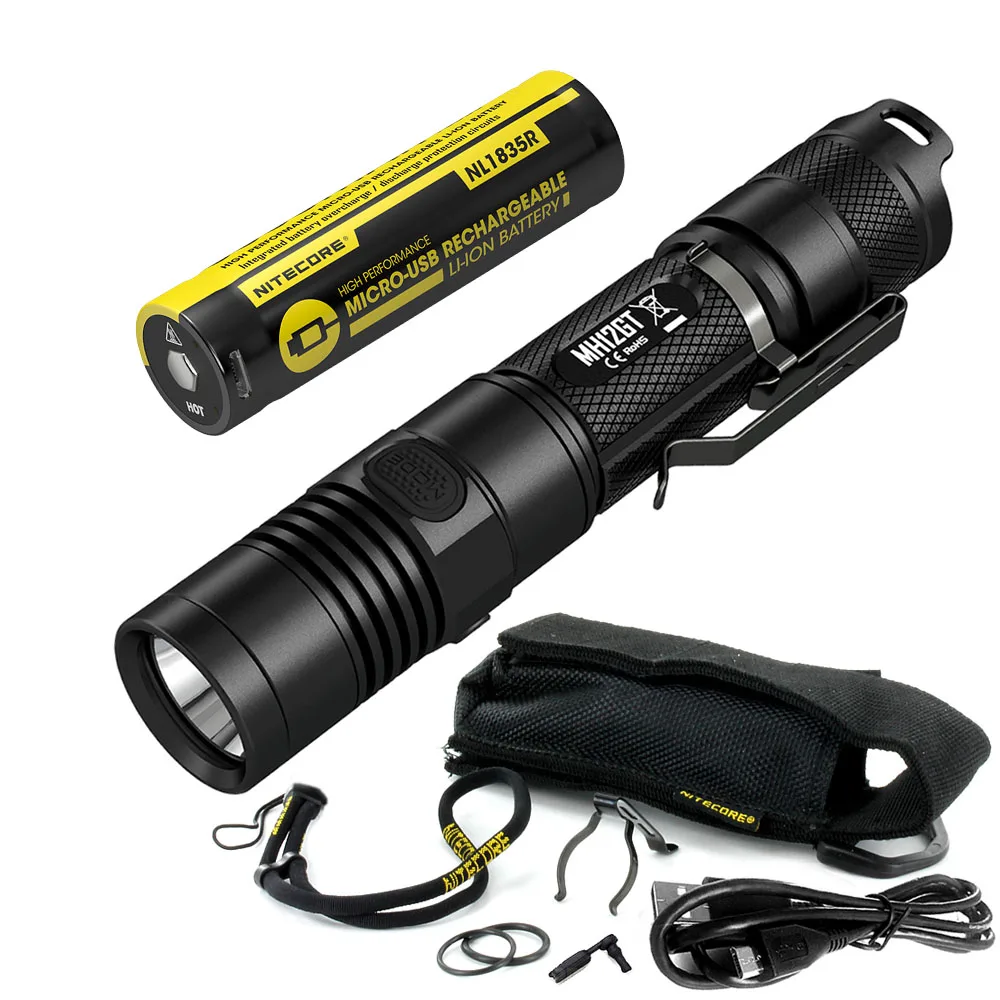 MH12GT NL1835R NITECORE MH12GT USB непосредственно перезаряжаемый светильник-вспышка CREE XP-L HI V3 светодиодный фонарь 320 м для занятий спортом на открытом воздухе, спасательный светильник - Испускаемый цвет: MH12GT NL1835R