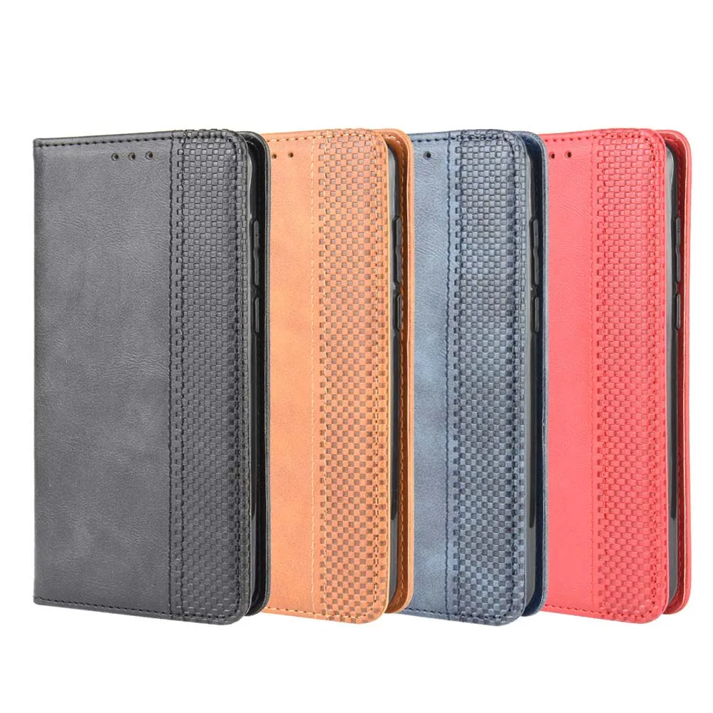 

Leather phone case for Alcatel 1S 2020 / 1V 2020 / 3L 2020 back Cover Flip card wallet with kickstand Retro Coque
