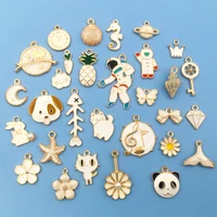 5pcslot zinc alloy enamel gold plated white mix fashion charms pendant for diyhandmadefindings necklace earring jewelry making