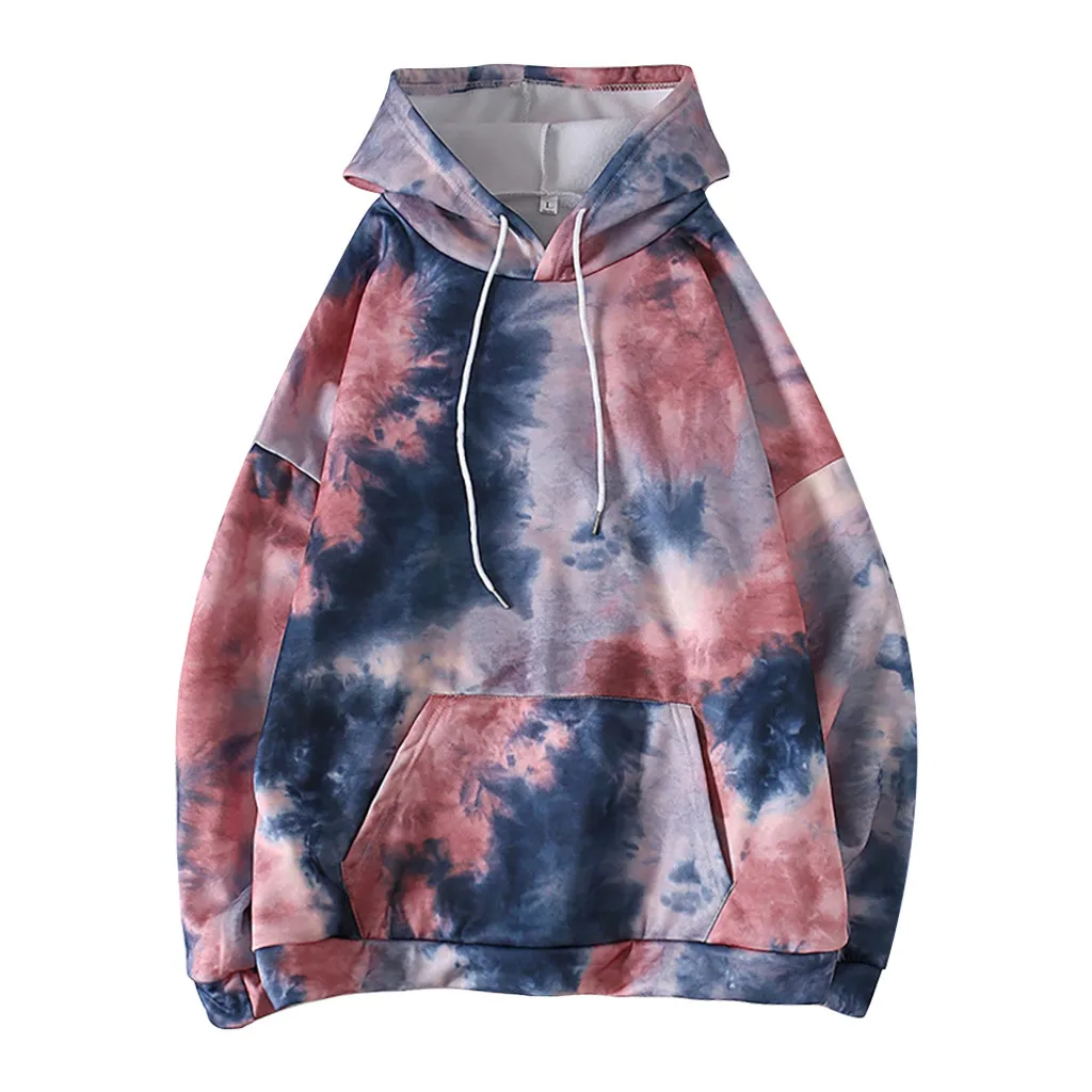 Fashion Women's kpop sweatshirts Casual Long Sleeve Tie-dye Print Ladies With Pockets Tops las mujeres sweetshirt moletom#40