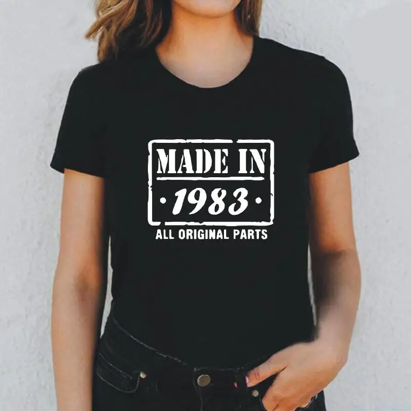 

Made In 1983 New Funny T Shirt Women Tops Summer Short Sleeve Harajuku Tee Shirt Femme Casual Plus Size Tshirt Camiseta Mujer