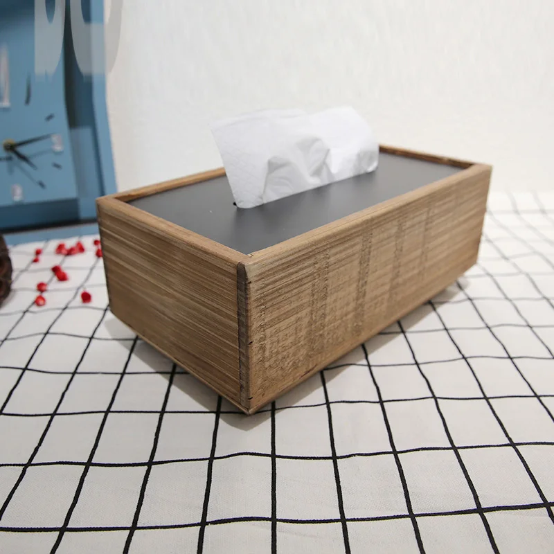 

Handmade Rectangle Vintage Wooden Tissue Case