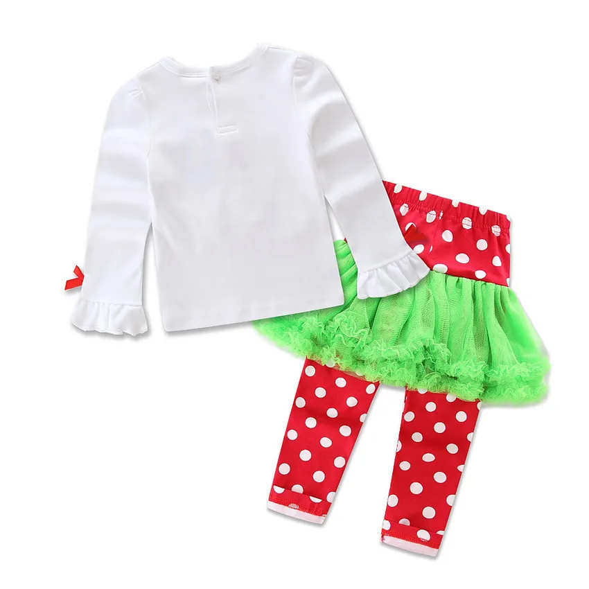 

Girls Christmas suit new European and American fashion cartoon New Year Christmas long-sleeved net yarn trousers two-piece suit