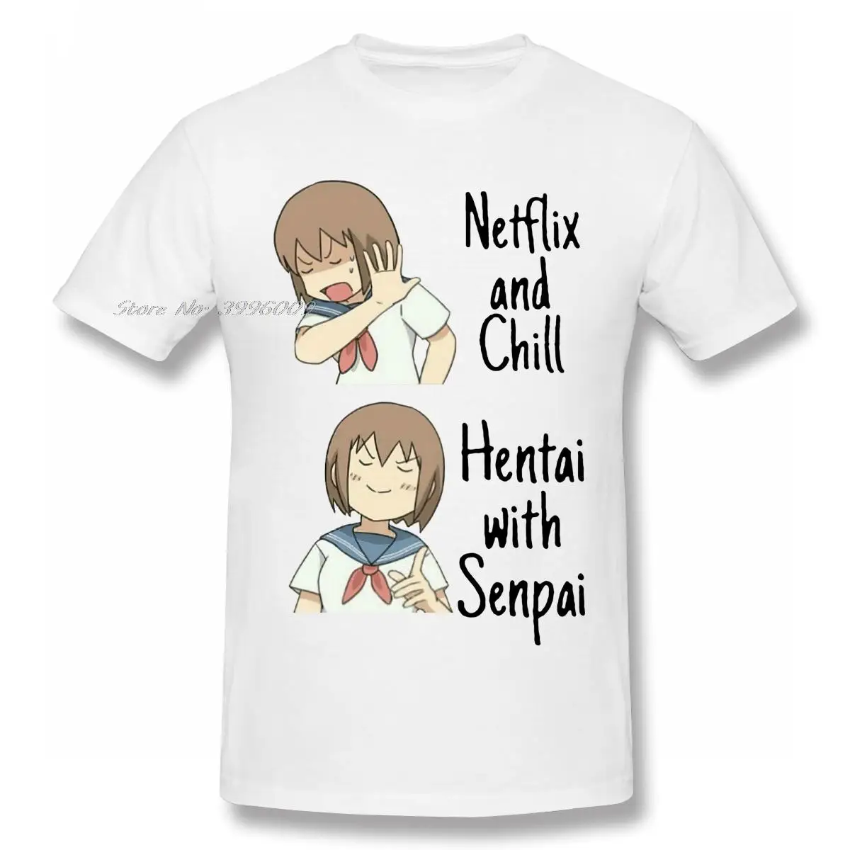 

Anime Netflix And Chill Hentai With Senpai T Shirt Men/WoMen High Quality Cotton Summer T-shirt Short Sleeve Tshirt Tee Top Gift