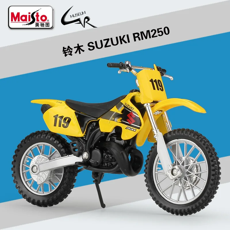 

Модель автомобиля Maisto 1:18 SUZUKI RM250, модель мотоцикла из сплава, металлическая Игрушечная машина, детская игрушка, коллекция подарков