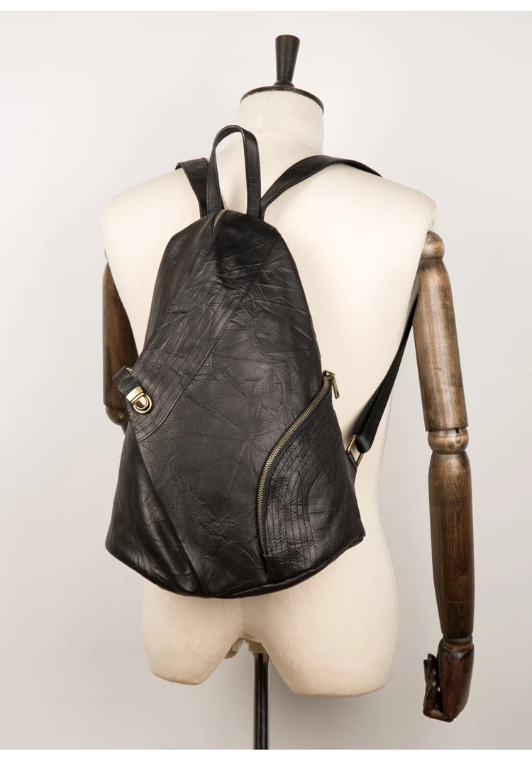 

Ladies Backpack100% Genuine Leather Daily Casual Backpack For Women Classic Black Student's Schoolbag Vintage Lady Knapsack High