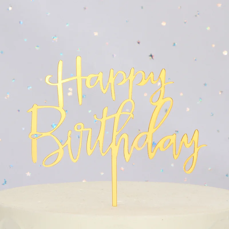 Новый акриловый Топпер для торта С Днем Рождения розовый черный блестящий