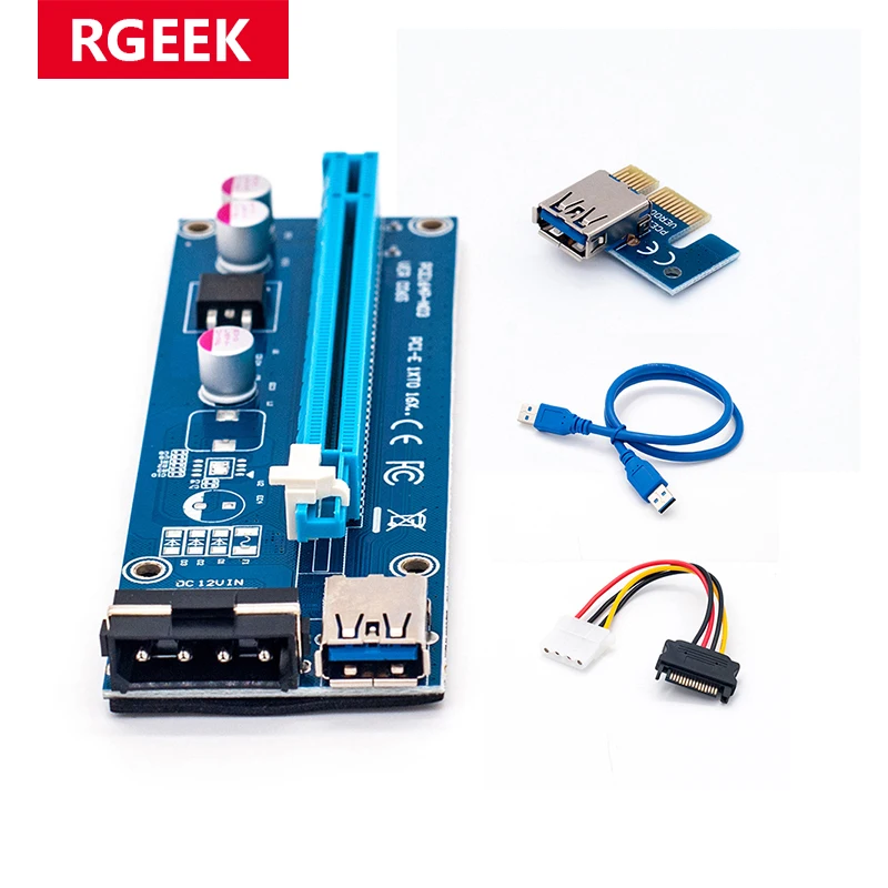 

Оптовая продажа, USB 3.0 PCI-E pci e Riser Express 1X 4x 8x 16x Райзер, адаптер, карта SATA, 15-контактный Штекер, 6-контактный кабель питания