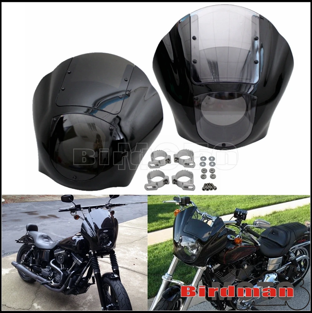 

Motorcycle Quarter Headlight Fairing Windshield for Harley Sportster XL1200 XL883 FXR Dyna Iron 883 XL883N 45mm or 49mm Clamp