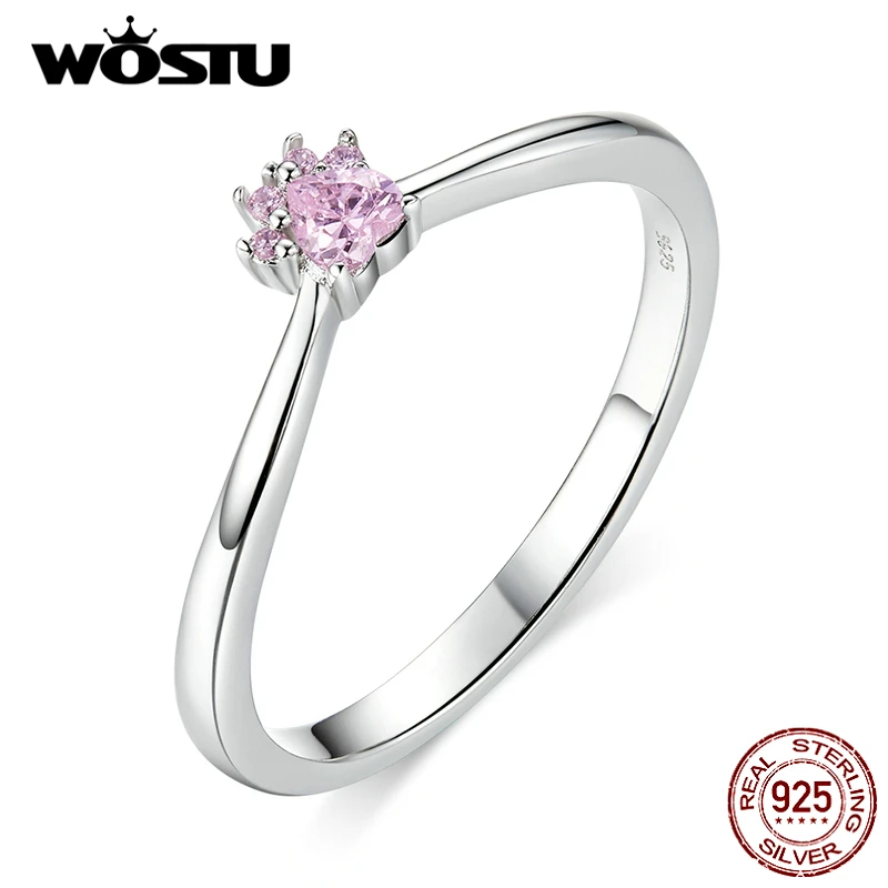 WOSTU 100% Настоящее серебро 925 пробы розовое коготь для домашних животных кольца
