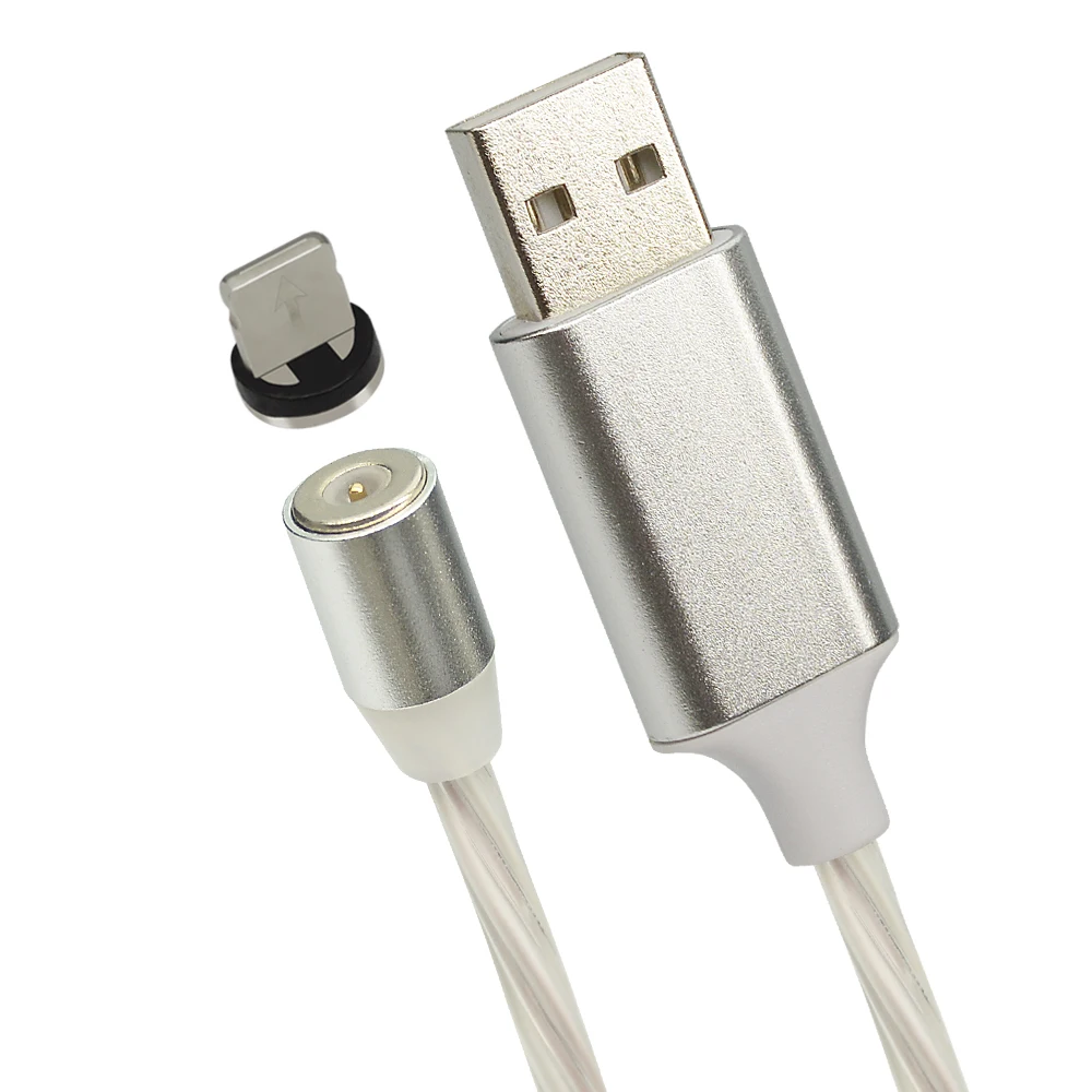 White For 8 Pin Магнитный светодиодный кабель CHAURE для зарядки mi cro, зарядный usb-кабель для Xiao mi huawei, зарядный кабель для быстрой зарядки T-C, usb-кабель - Цвет: White For 8 Pin