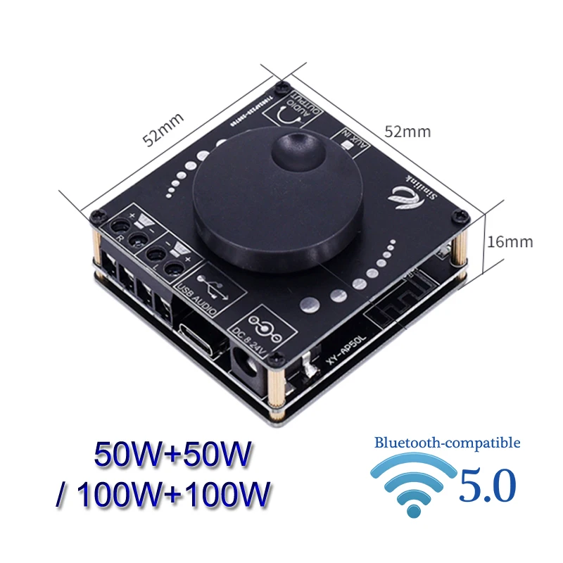 

2*50W Speaker Class D Audio Power Amplifier Bluetooth-compatible 30W~300W TPA3116 HiFi Stereo USB Music Sound Card App Digital