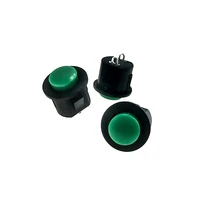 50 pcs 250v 3a green head self reset switch snap in kcd 16 mm 2 pin mini round switch position copper feet