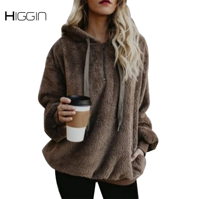 

5XL Women Hoodies Solid Sweatshirt Harajuku Oversized Fleece Large Size Loose Casual Plush Coat Winter Female Warm Hooded