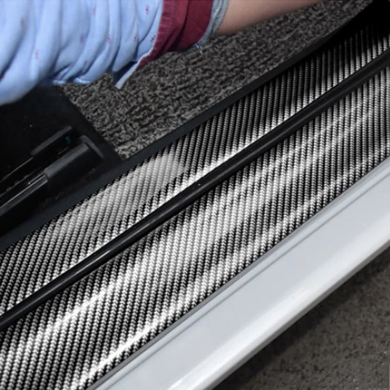 

Car Carbon Fiber Rubber Door Sill Protector Goods For Skoda Kodiaq 2021 2017 2018 2019 2020 Stylings Accessories